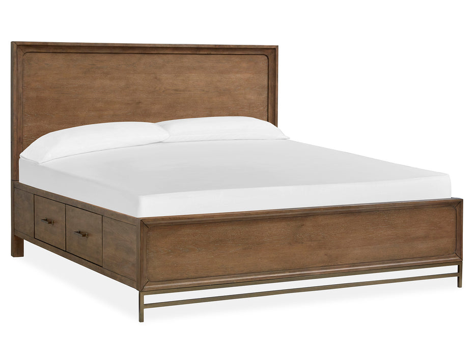 Lindon Complete Queen Panel Bed W/Storage Rails