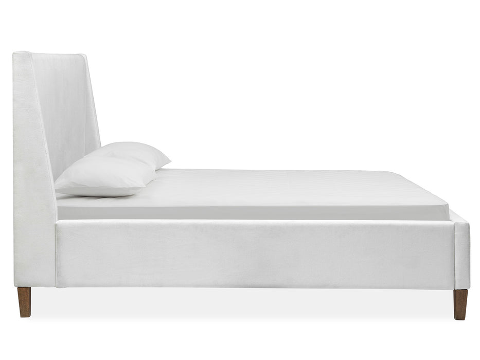 Lindon Complete King White Upholstered Island Bed