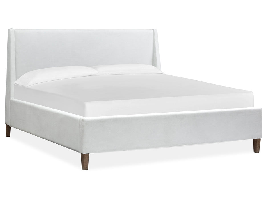 Lindon Complete Cal King White Upholstered Island Bed