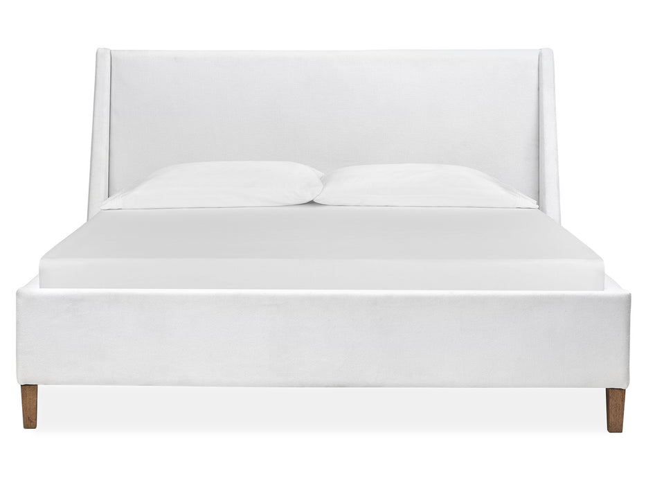 Lindon Complete Cal King White Upholstered Island Bed