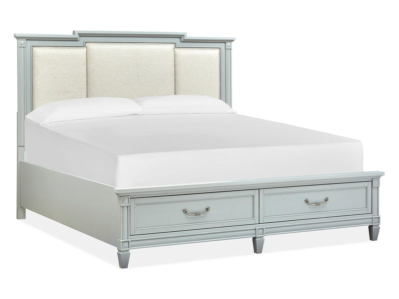 Glenbrook Complete King Panel Storage Bed W/Upholstered Headboard - Furniture City (CA)l