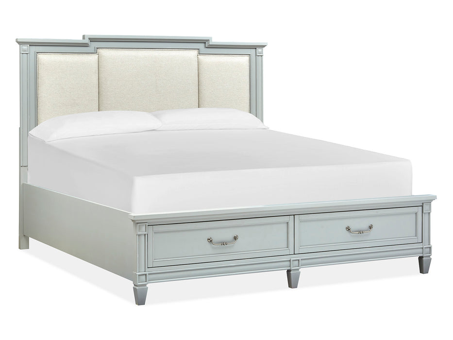 Glenbrook Complete King Panel Storage Bed W/Upholstered Headboard