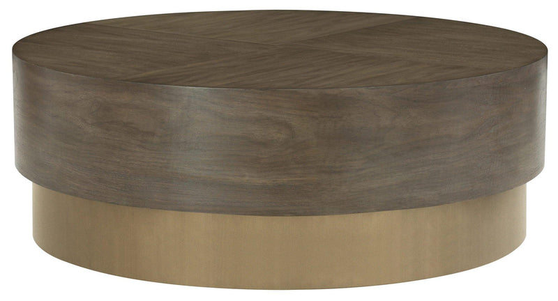 Bernhardt Profile Round Cocktail Table in Warm Taupe 378-015 - Furniture City (CA)l