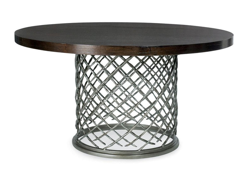 Bernhardt Hallam Metal Dining Table with Round Glass Top Top - Furniture City (CA)l