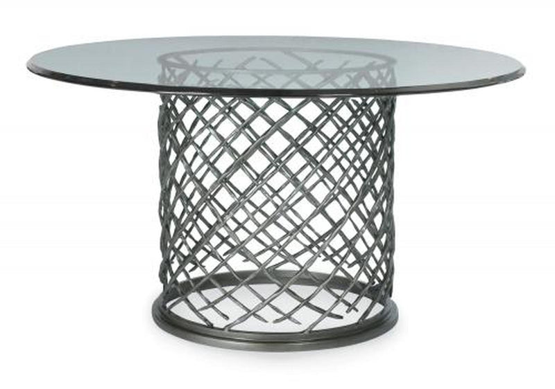 Bernhardt Interiors Hallam Metal Dining Table with Glass Top (54") - Furniture City (CA)l