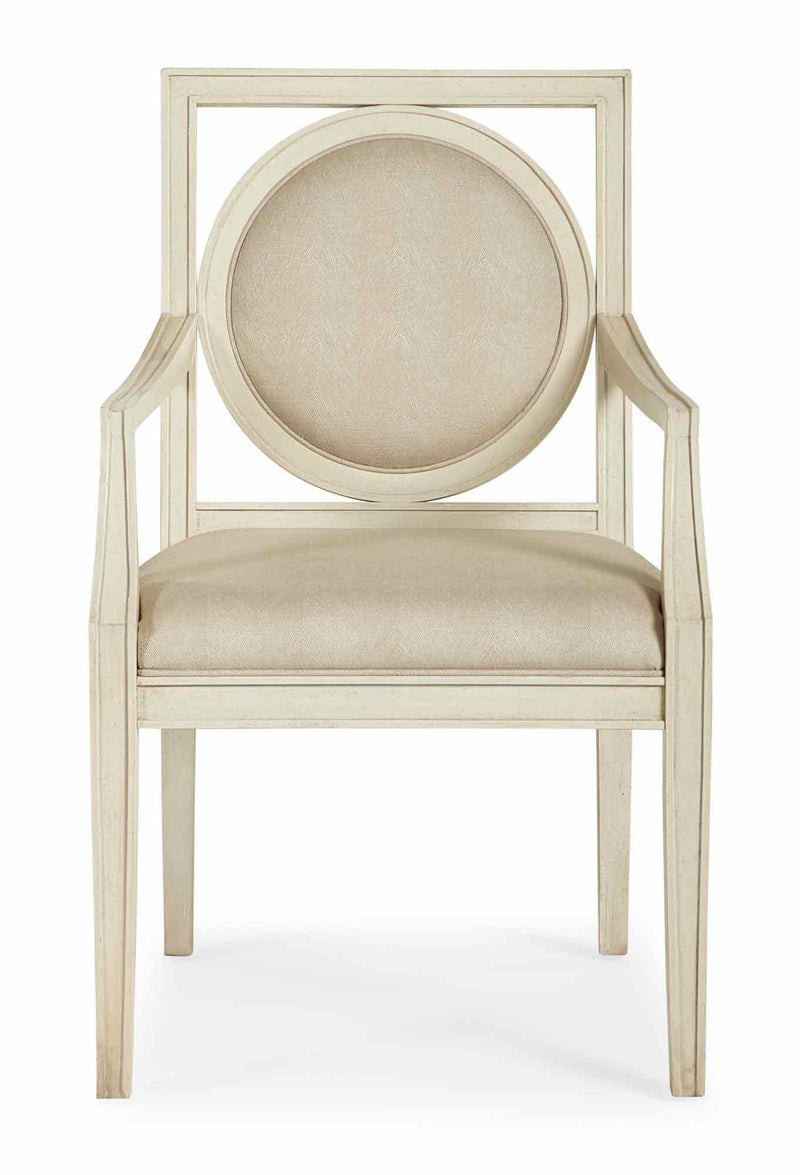 Bernhardt Salon Dining Arm Chair with Circular Wood-Framed Back in Alabaster (Set of 2) 341-562 - Furniture City (CA)l