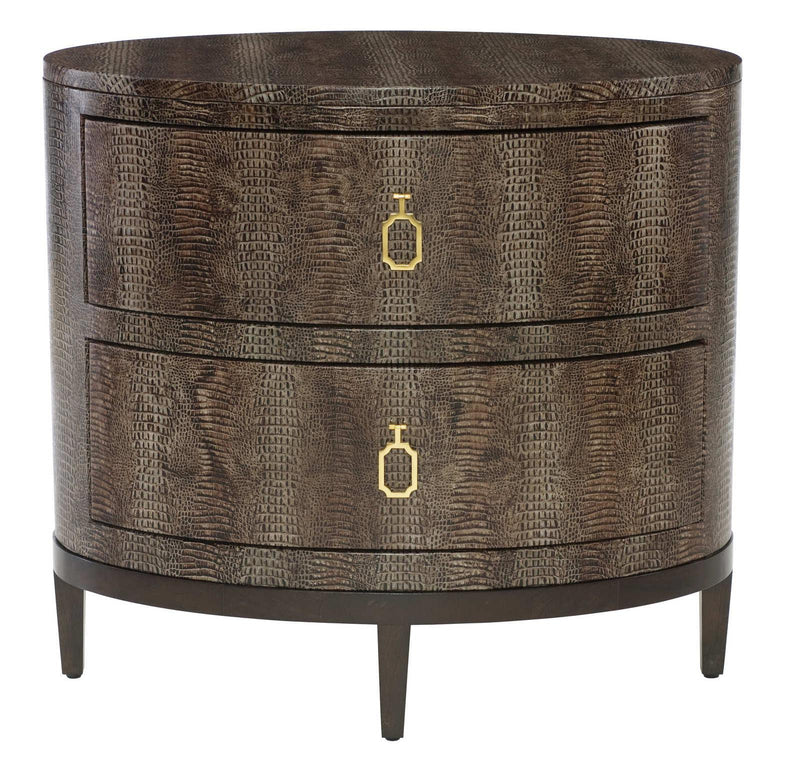 Bernhardt Jet Set Oval Nightstand in Caviar 356-213 - Furniture City (CA)l
