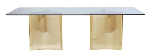 Bernhardt Abbot Metal Dining Table with Glass Top in Painted Brass image