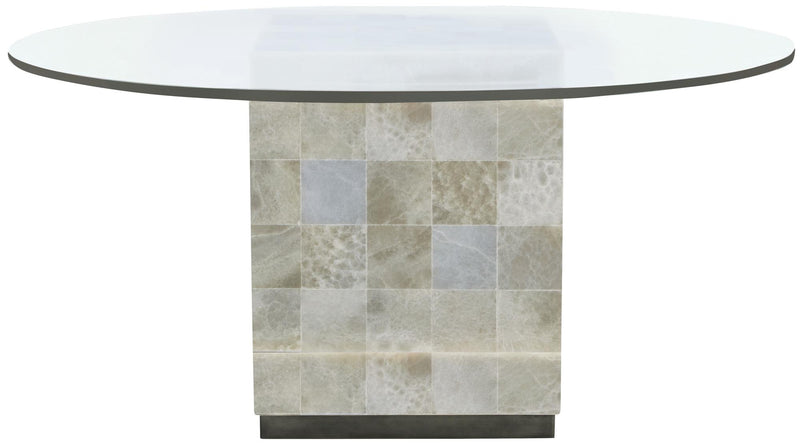 Bernhardt Interiors Trimbelle Round Dining Table in Antique Pewter - Furniture City (CA)l