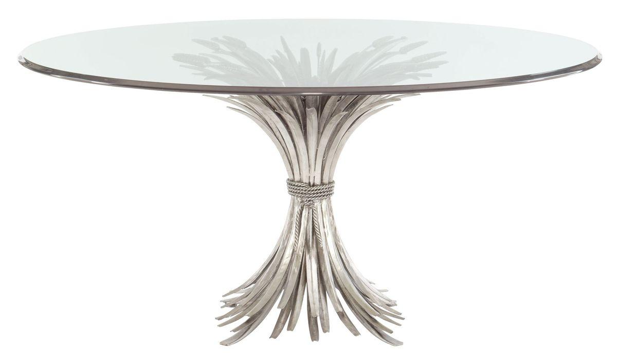 Bernhardt Somerset Round Glass Top Dining Table in Silver Leaf 369774-E54