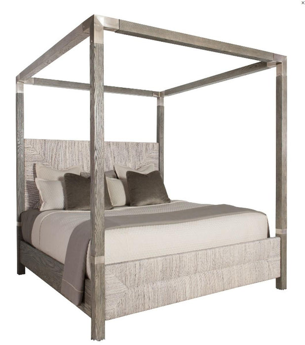 Bernhardt Interiors Upholstered Palma Canopy King in Rustic Gray