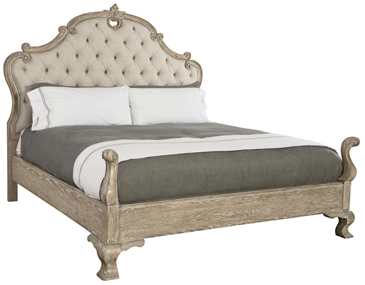 Bernhardt Campania King Upholstered Panel Bed with Carving in Weathered Sand image