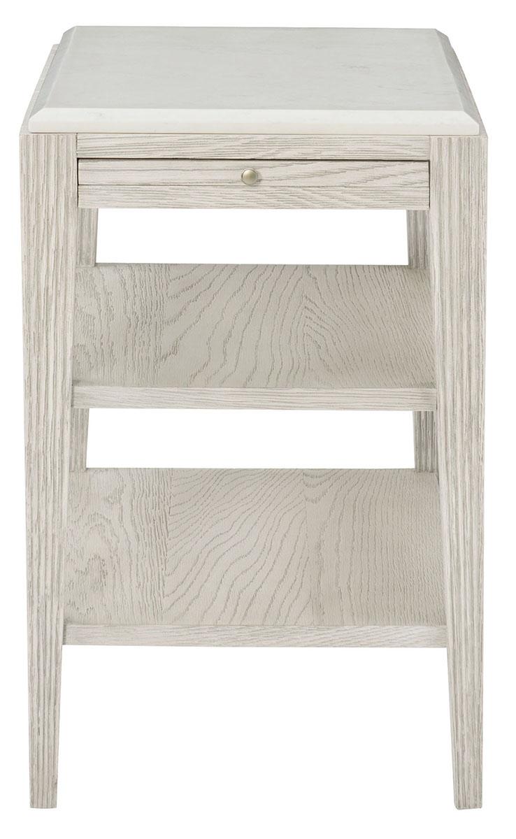 Bernhardt Domaine Blanc Stone Top End Table in Dove White 374124-124S - Furniture City (CA)l