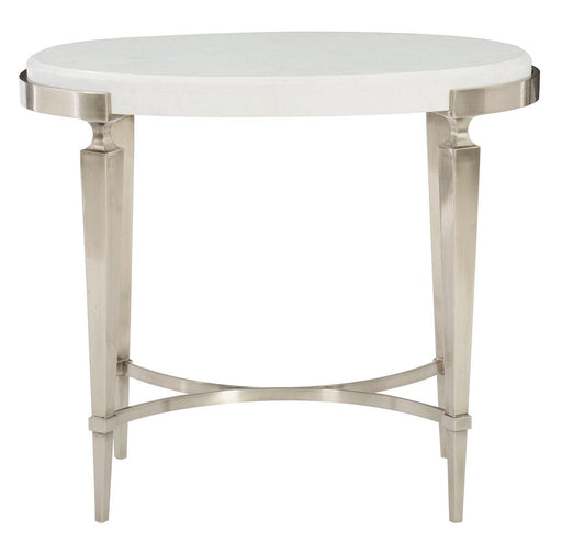 Bernhardt Domaine Blanc Oval Side Table in Tarnished Nickel/White 374-125 image