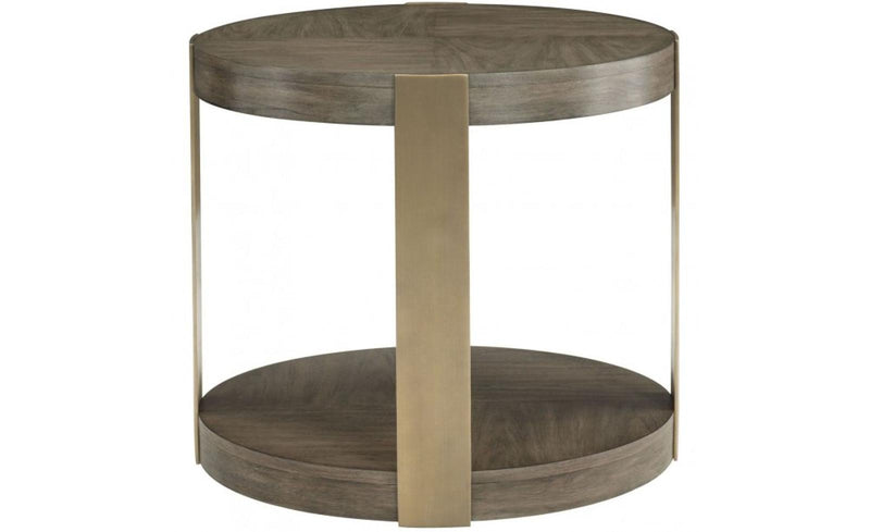 Bernhardt Profile Round Chairside Table in Warm Taupe 378-127 - Furniture City (CA)l