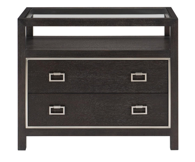 Bernhardt Decorage Nightstand in Cerused Mink/Silver Mist 380-234 - Furniture City (CA)l