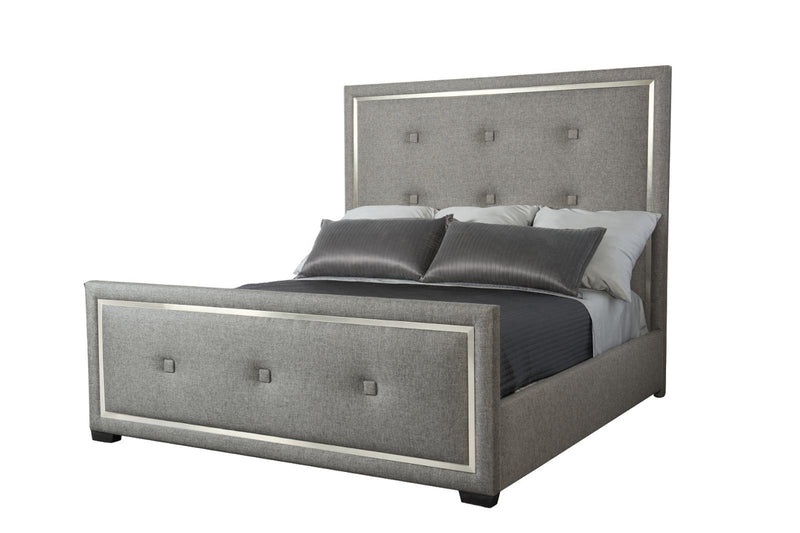 Bernhardt Decorage King Upholstered Panel Bed in Cerused Mink/Silver Mist - Furniture City (CA)l