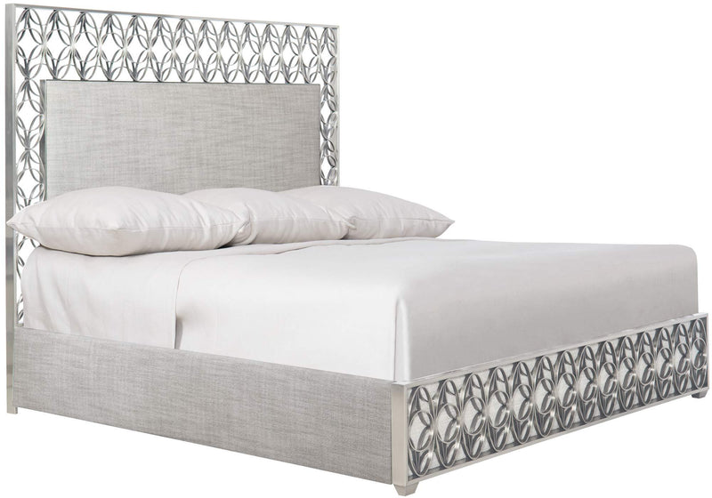 Bernhardt Interiors Cancello King Upholstered Metal Bed in Tarnished Nickel - Furniture City (CA)l