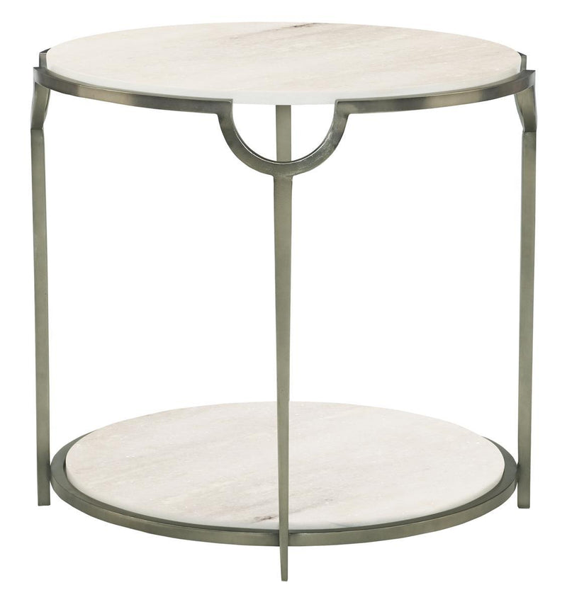 Bernhardt Morello Metal Round End Table in Nickel 469-123 - Furniture City (CA)l