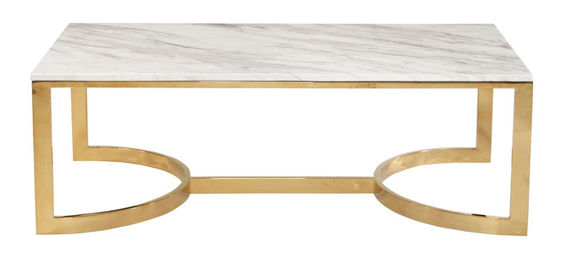 Bernhardt Blanchard Rectangular Cocktail Table in White/ Brass 471-021 - Furniture City (CA)l