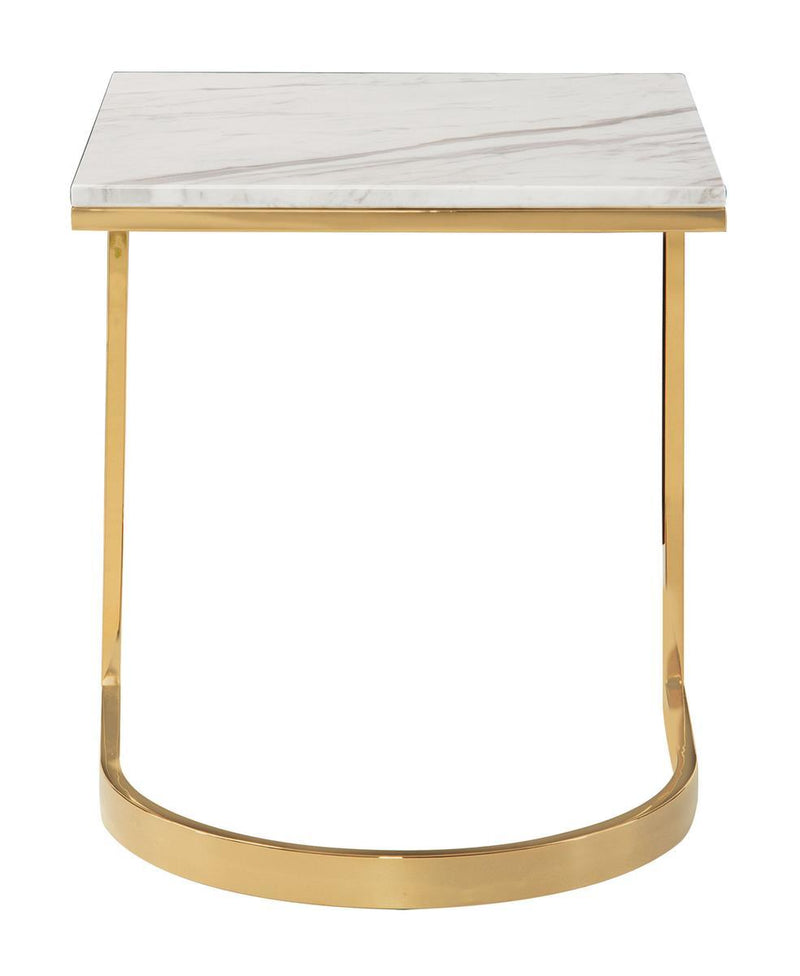 Bernhardt Blanchard End Table in White/ Brass 471-121 - Furniture City (CA)l