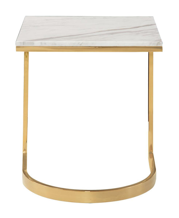 Blanchard End Table in White/ Brass 471-121 - Furniture City (CA)l