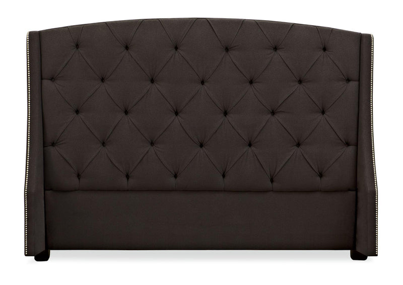 Bernhardt Interiors Jordan Button-Tufted Wing California King Headboard w/Bed Frame in Espresso - Furniture City (CA)l