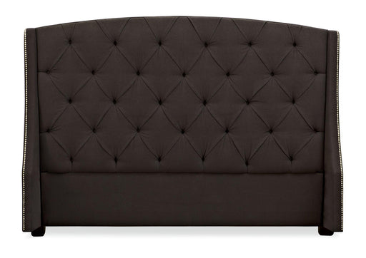 Bernhardt Interiors Jordan Button-Tufted Wing Queen Headboard w/Bed Frame in Espresso image