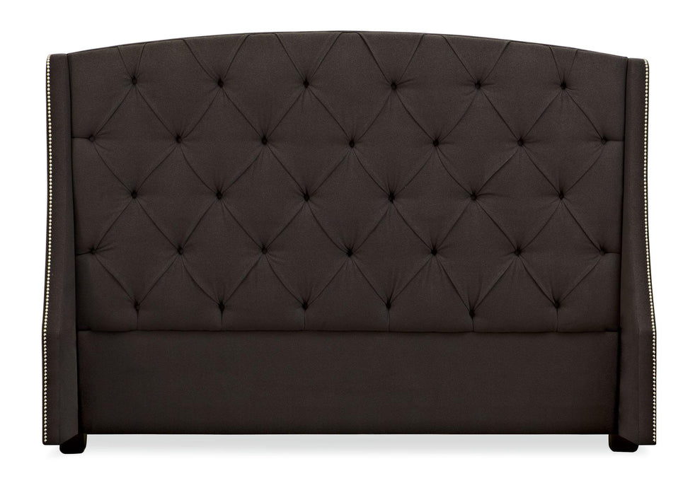 Bernhardt Interiors Jordan Button-Tufted Wing Twin Headboard w/Bed Frame in Espresso