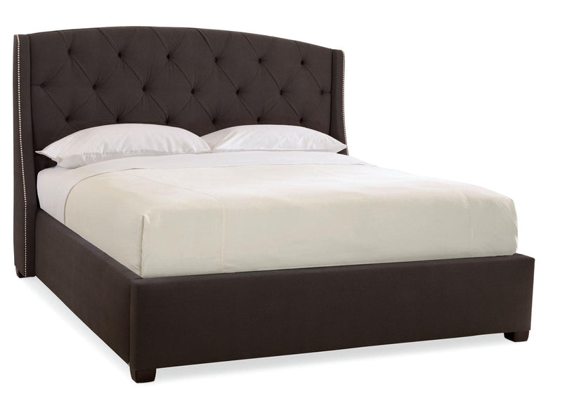 Bernhardt Interiors Jordan Button-Tufted Wing King Bed in Espresso - Furniture City (CA)l