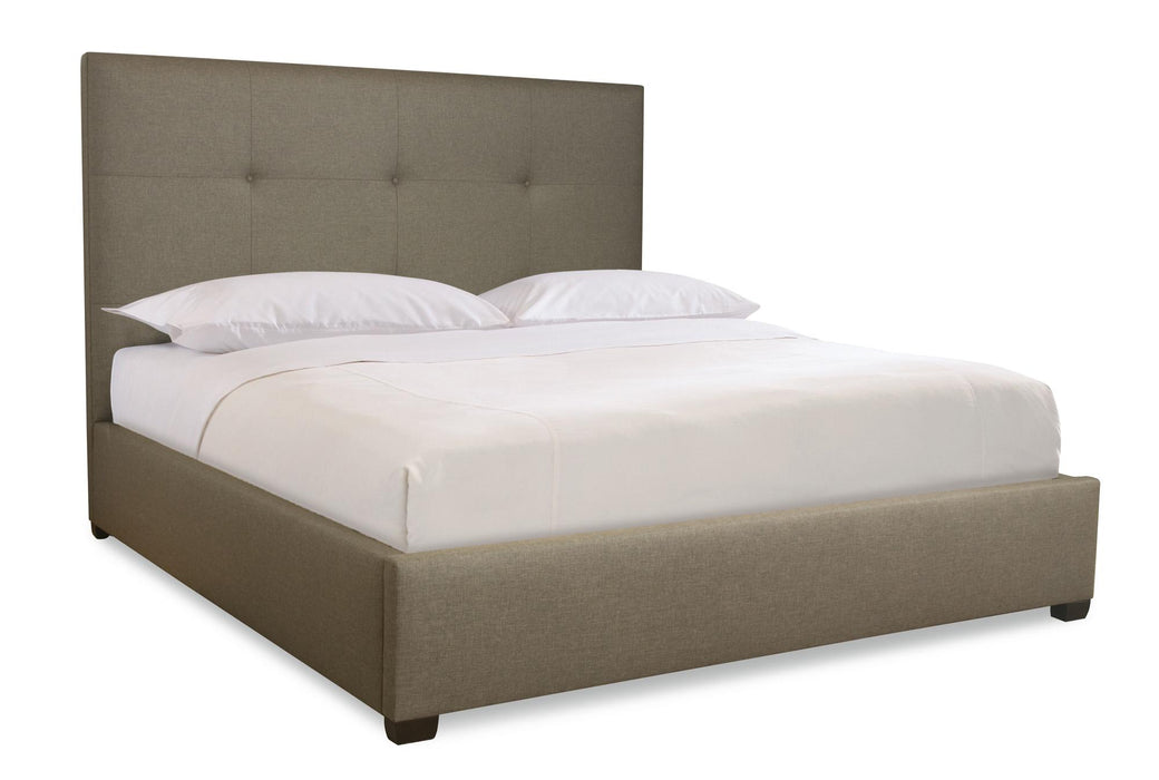 Bernhardt Interiors Derrick Tufted King Bed w/ Low Footboard in Espresso