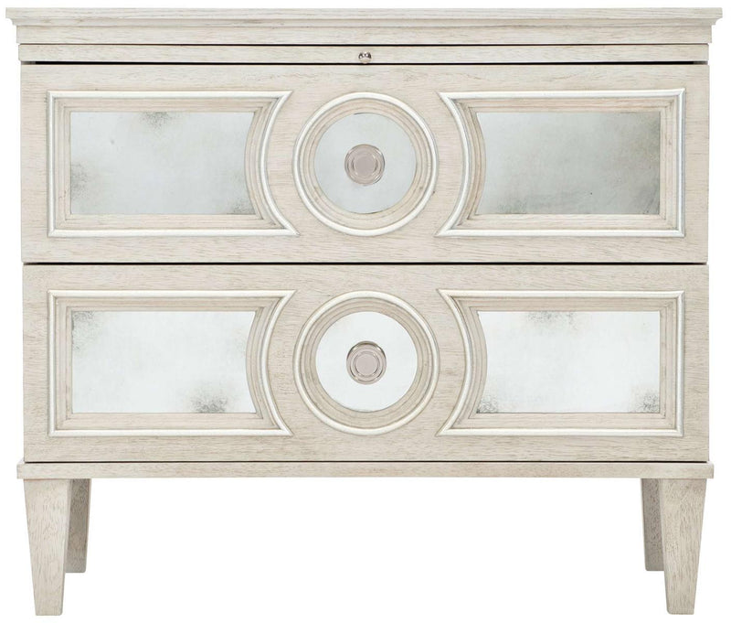 Bernhardt Allure 2 Drawers Bachelors Chest in White & Silver 399-231 - Furniture City (CA)l