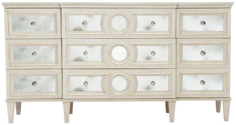 Bernhardt Allure 9 Drawer Dresser in White & Silver 399-052 - Furniture City (CA)l