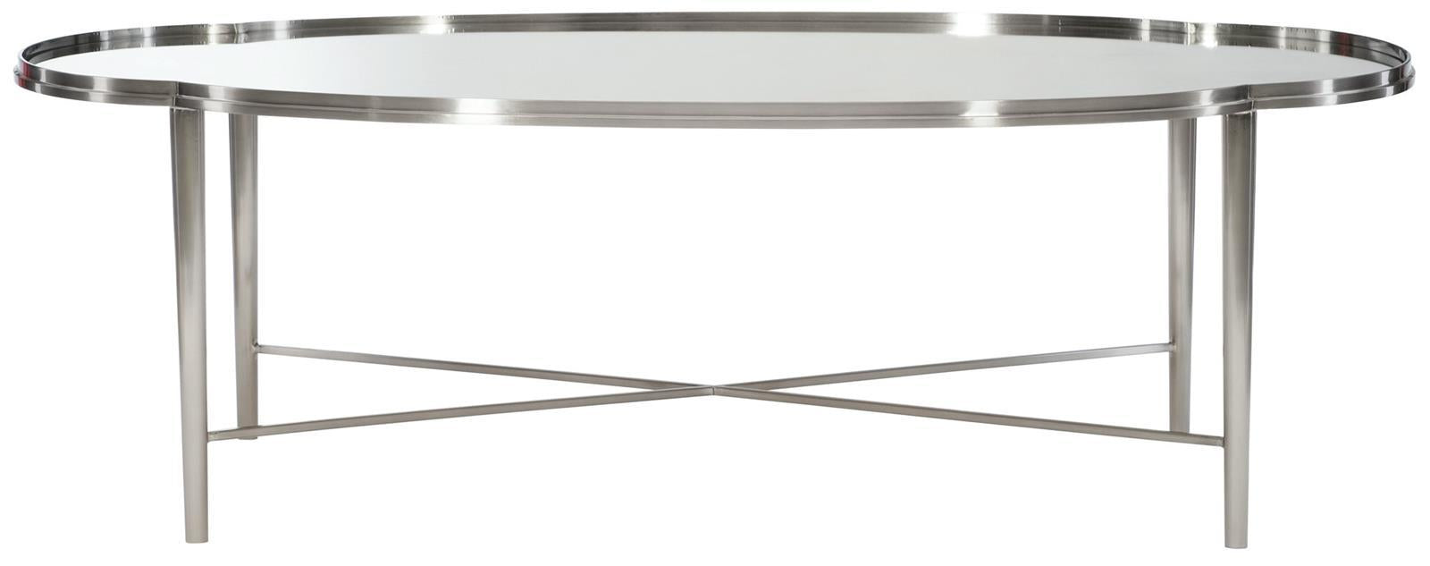 Bernhardt Allure Metal Oval Cocktail Table in White & Silver 399-013 image