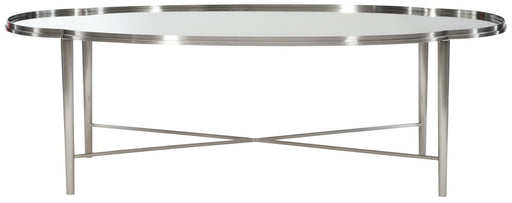 Bernhardt Allure Metal Oval Cocktail Table in White & Silver 399-013 image
