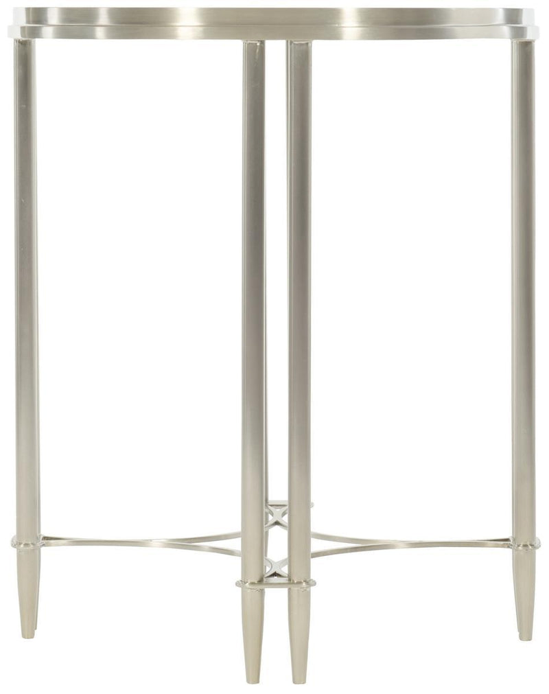Bernhardt Allure Metal Round Drink Table in White & Silver 399-123 - Furniture City (CA)l