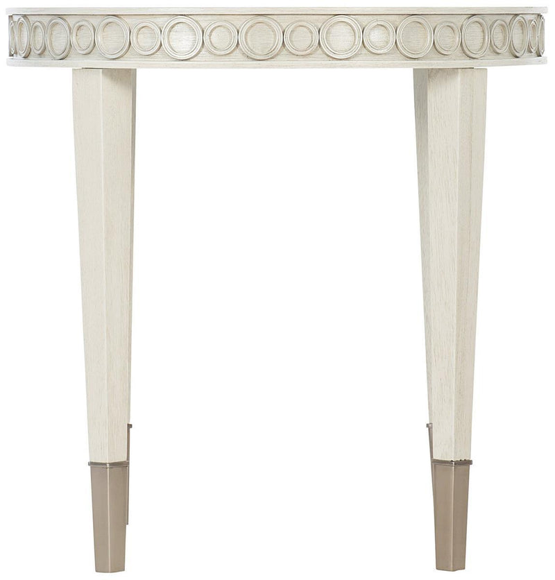 Bernhardt Allure Round Chairside Table in White & Silver 399-125 - Furniture City (CA)l