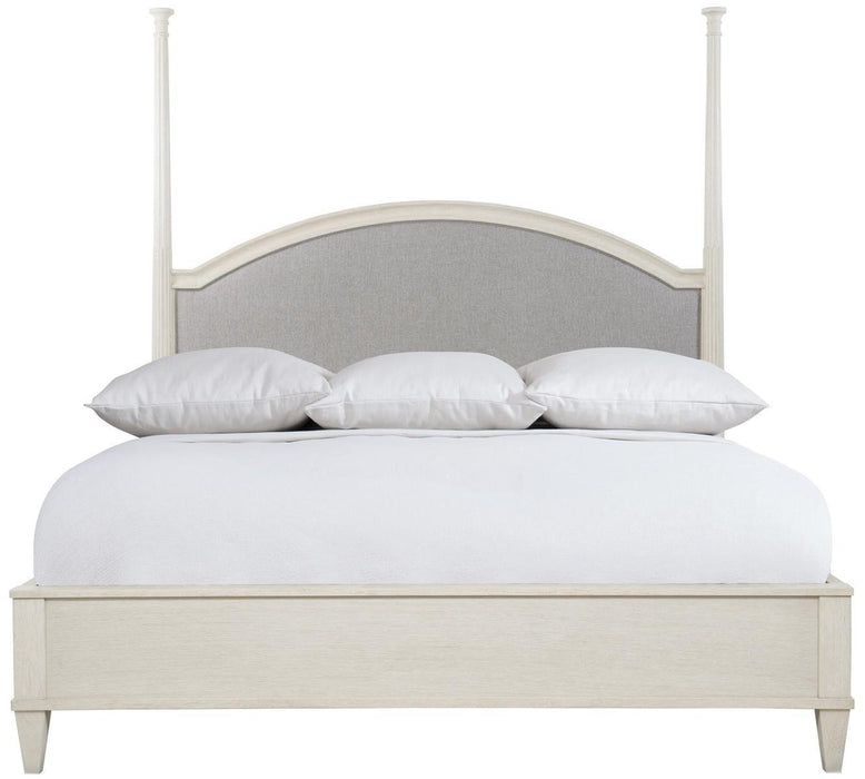 Bernhardt Allure Queen Panel Bed in White and Silver