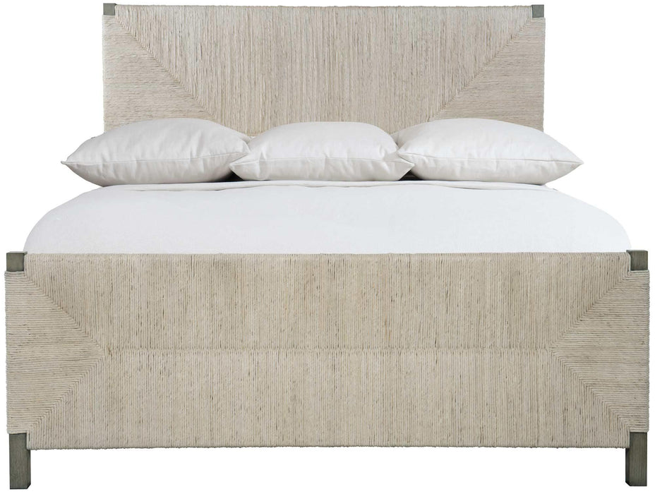 Bernhardt Interiors Alannis Woven Queen Panel Bed in Light Gray Wash