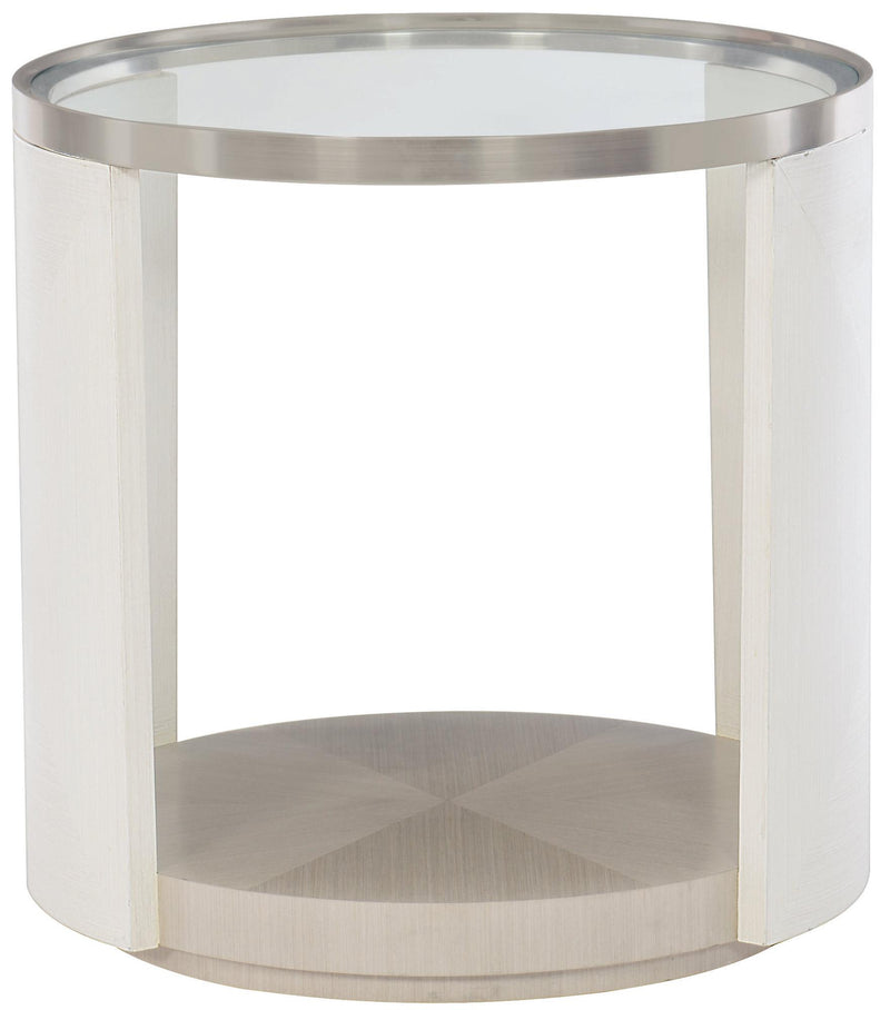 Bernhardt Axiom Round Chairside Table in Linear Gray/White 381-125 - Furniture City (CA)l