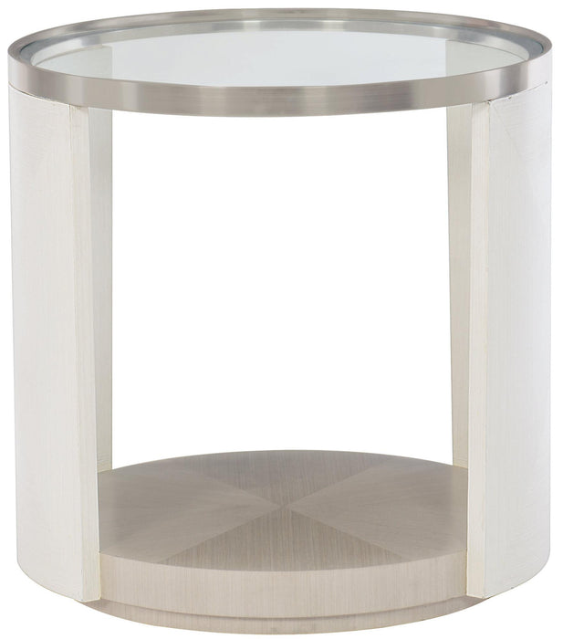 Bernhardt Axiom Round Chairside Table in Linear Gray/White 381-125 image