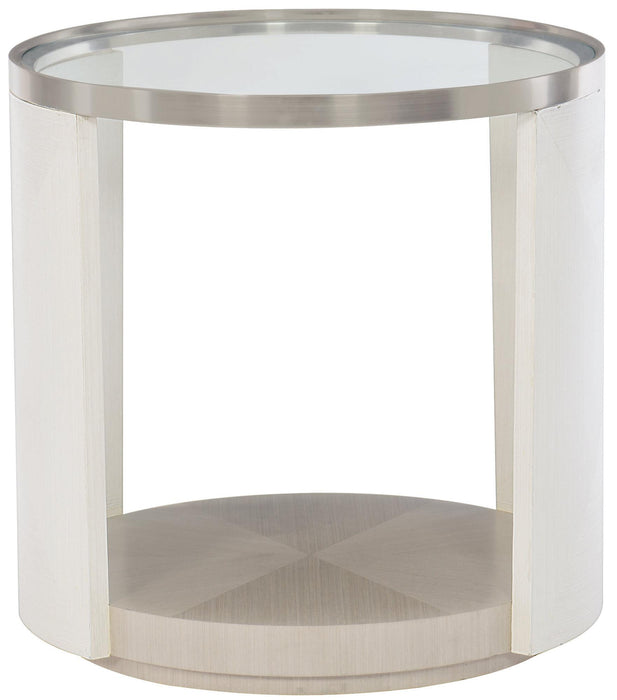 Axiom Round Chairside Table in Linear Gray/White 381-125