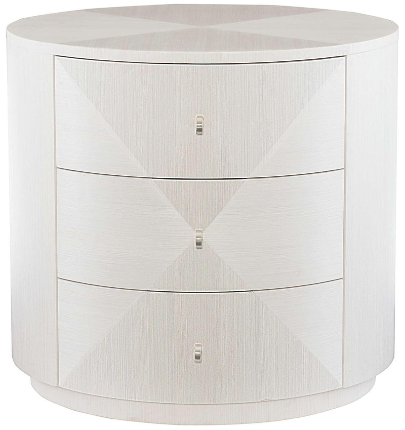 Bernhardt Axiom Round Chairside Table in Linear White 381-127 - Furniture City (CA)l
