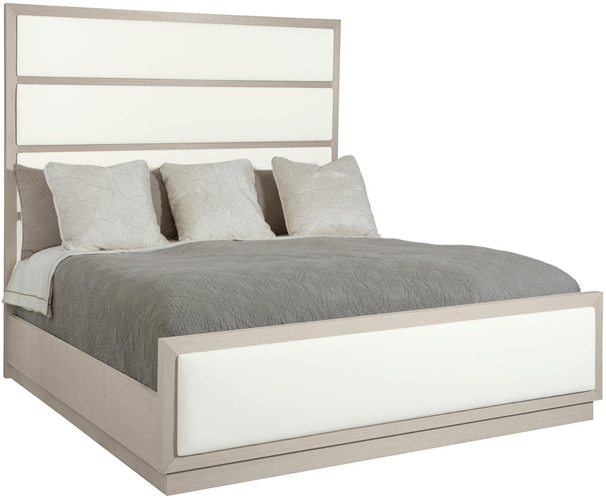 Bernhardt Axiom Queen Upholstered Bed in Linear Gray