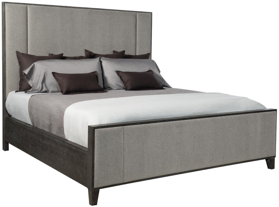 Bernhardt Linea King Upholstered Panel Bed in Cerused Charcoal