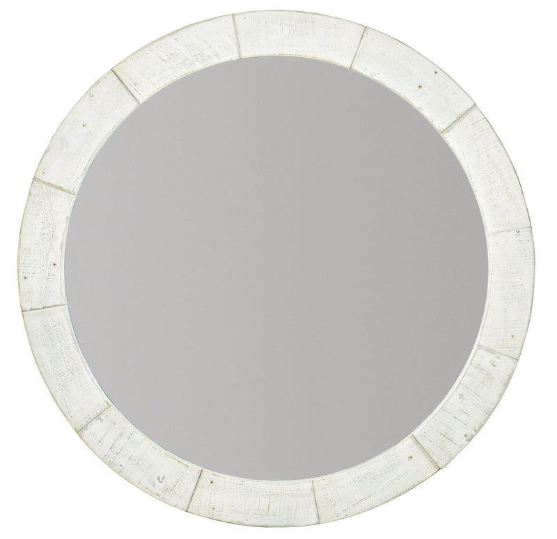 Bernhardt Loft Highland Park Piper Round Mirror in Brushed White 398-333W - Furniture City (CA)l