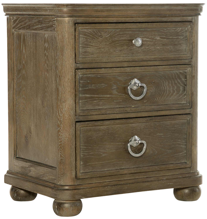Bernhardt Rustic Patina 3-Drawer Nightstand in Peppercorn 387-219D - Furniture City (CA)l
