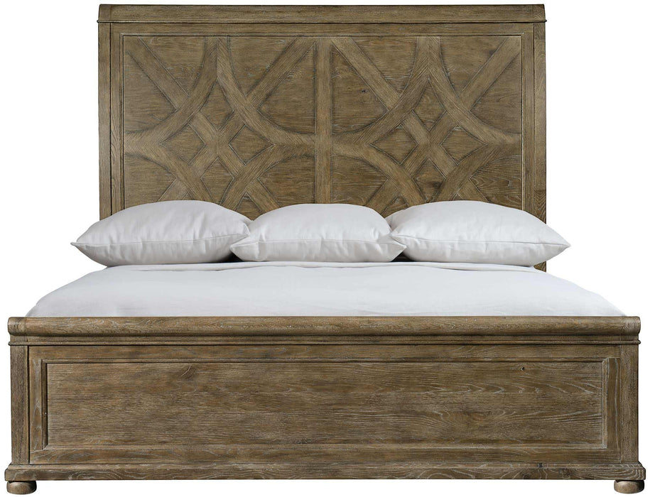 Bernhardt Rustic Patina Queen Sleigh Bed in Peppercorn