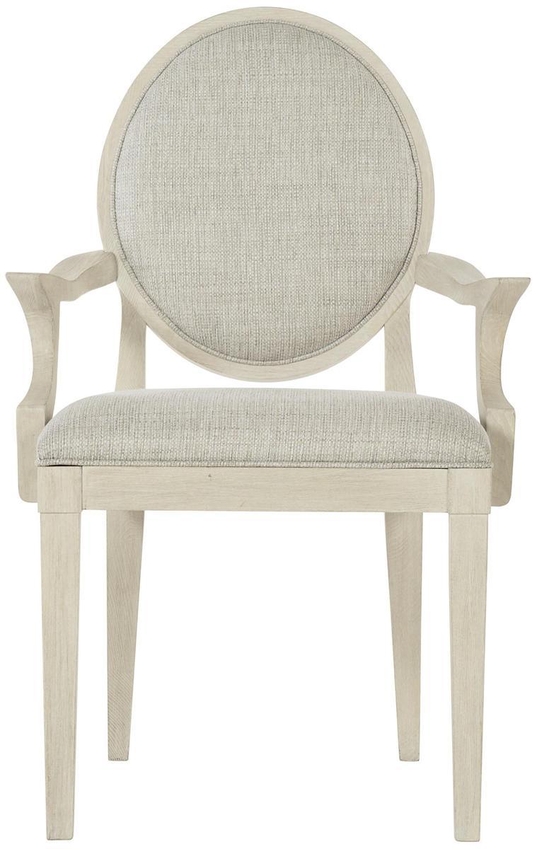 Bernhardt East Hampton Oval Back Arm Chair in Cerused Linen (Set of 2) - Furniture City (CA)l