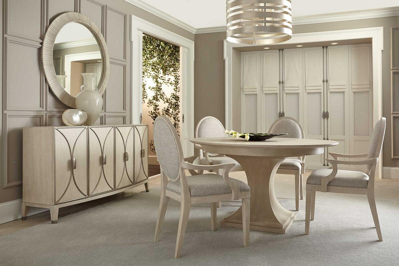 Bernhardt East Hampton Round Dining Table in Cerused Linen - Furniture City (CA)l